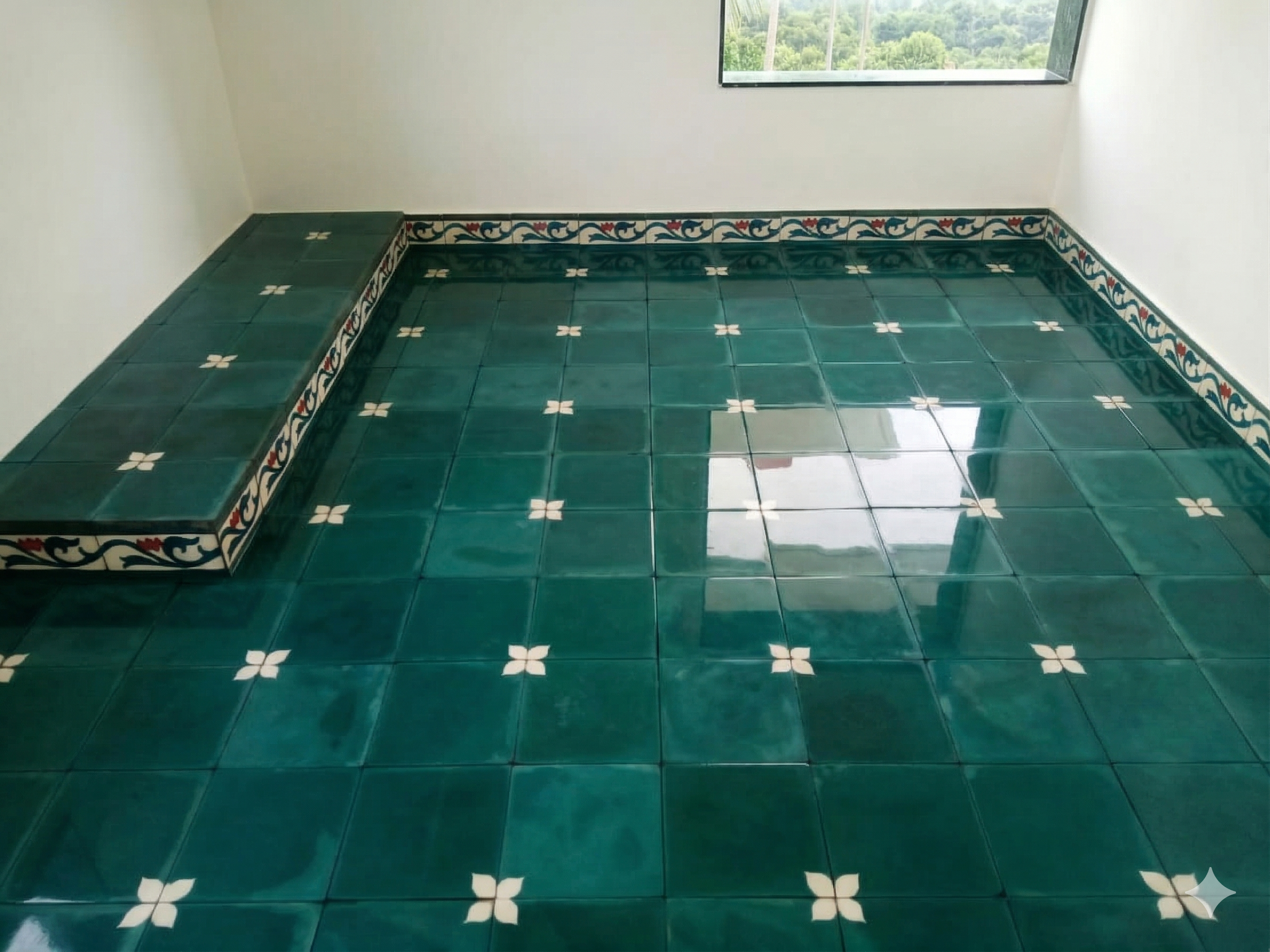 Otha Mottu Athangudi Tile - Single Floral Bud pattern