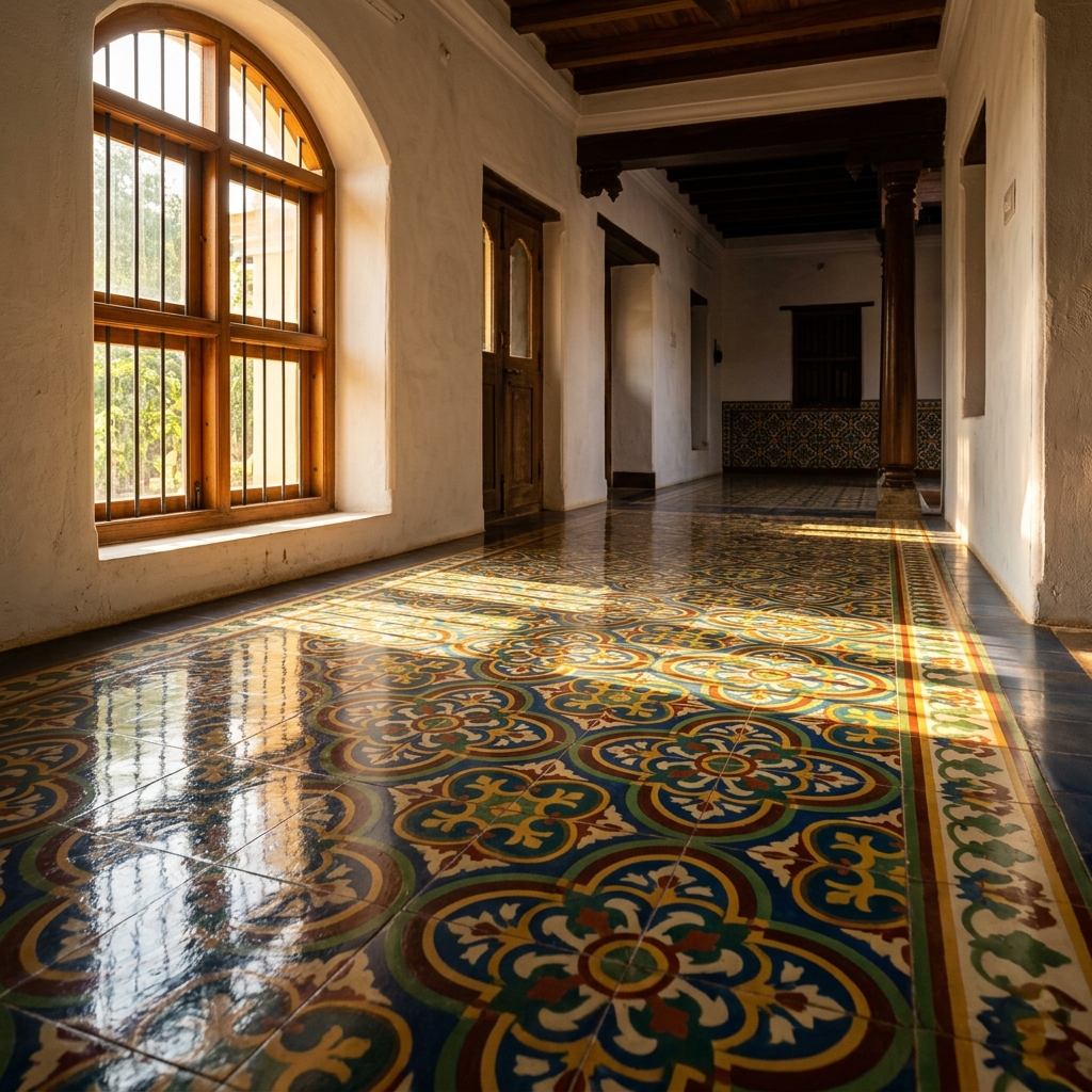 Sunlight on Athangudi tiles